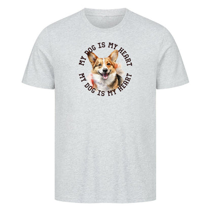 Premium T-Shirt "Welsh Corgi Cardigan HEART" Heather Grey – hunde-shirt.de