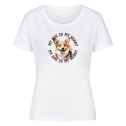Premium Organic Damen-Shirt "Welsh Corgi Cardigan HEART" Weiß – hunde-shirt.de