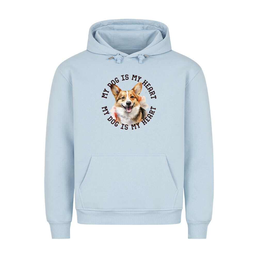 Premium Hoodie "Welsh Corgi Cardigan HEART" Babyblau – hunde-shirt.de