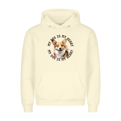 Premium Hoodie "Welsh Corgi Cardigan HEART" Beige – hunde-shirt.de