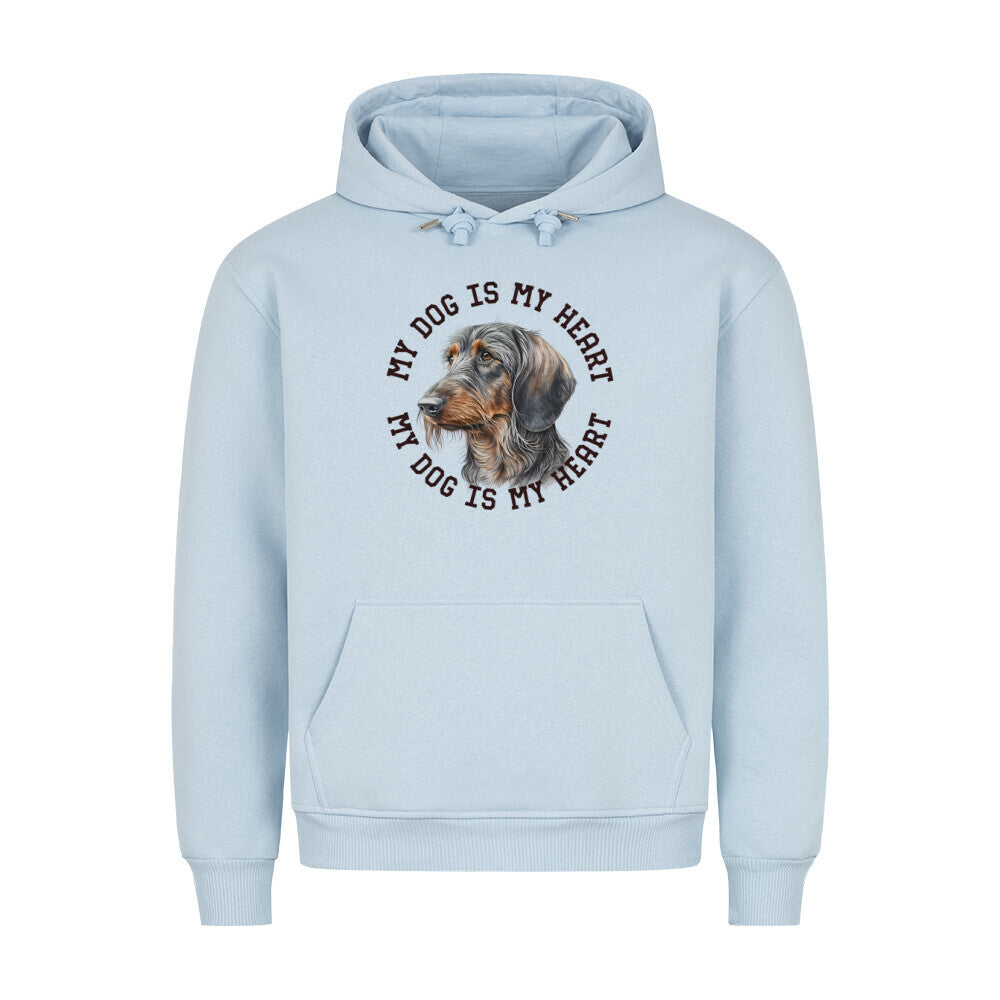 Premium Hoodie "Rauhaar Dackel HEART" Babyblau – hunde-shirt.de