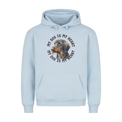 Premium Hoodie "Rauhaar Dackel HEART" Babyblau – hunde-shirt.de