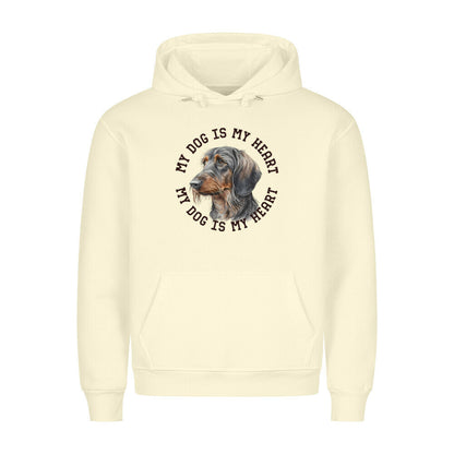 Premium Hoodie "Rauhaar Dackel HEART" Beige – hunde-shirt.de