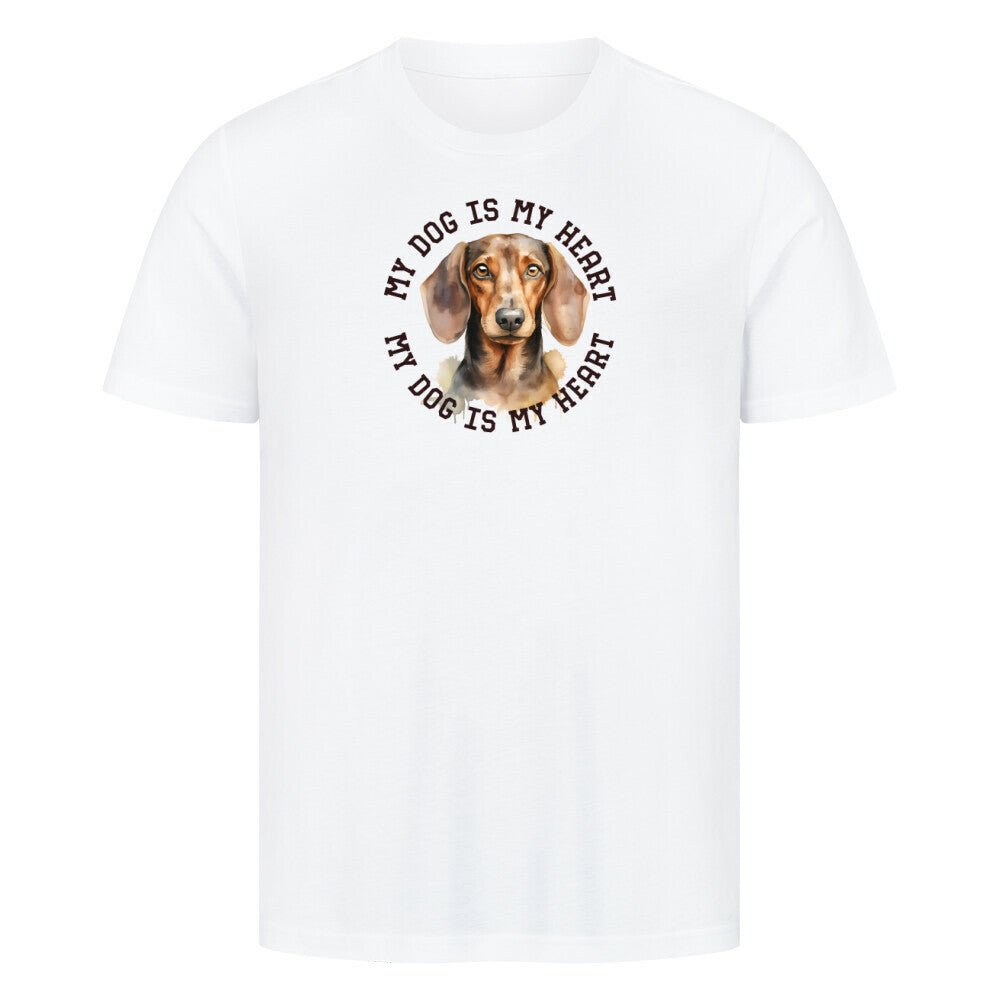 Premium T-Shirt " Kurzhaar Dackel HEART" Weiß – hunde-shirt.de