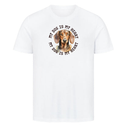 Premium T-Shirt " Kurzhaar Dackel HEART" Weiß – hunde-shirt.de