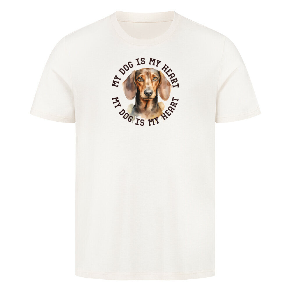 Premium T-Shirt " Kurzhaar Dackel HEART" Natural Raw – hunde-shirt.de