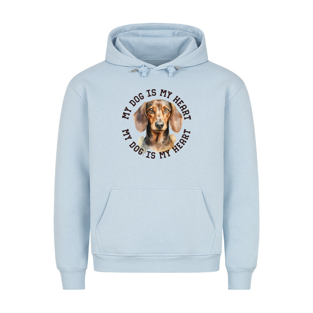 Premium Hoodie "Kurzhaar Dackel HEART" Babyblau – hunde-shirt.de