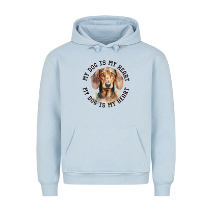 Premium Hoodie "Kurzhaar Dackel HEART" Babyblau – hunde-shirt.de