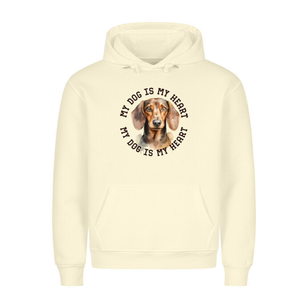 Premium Hoodie "Kurzhaar Dackel HEART" Beige – hunde-shirt.de