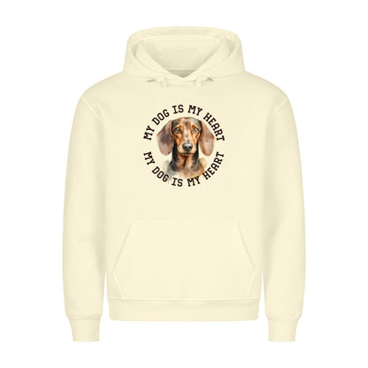 Premium Hoodie "Kurzhaar Dackel HEART" Beige – hunde-shirt.de