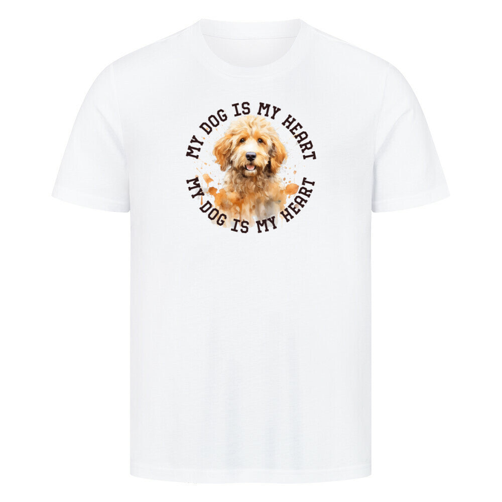 Premium T-Shirt "Golden Doodle HEART" Weiß – hunde-shirt.de