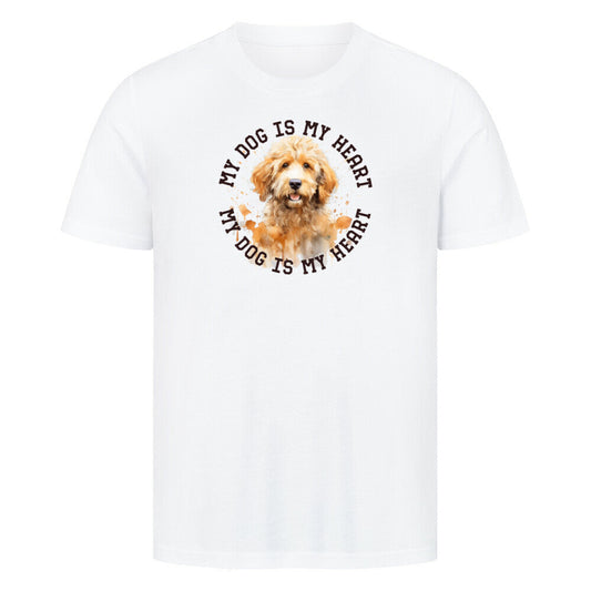 Premium T-Shirt "Golden Doodle HEART" Weiß – hunde-shirt.de