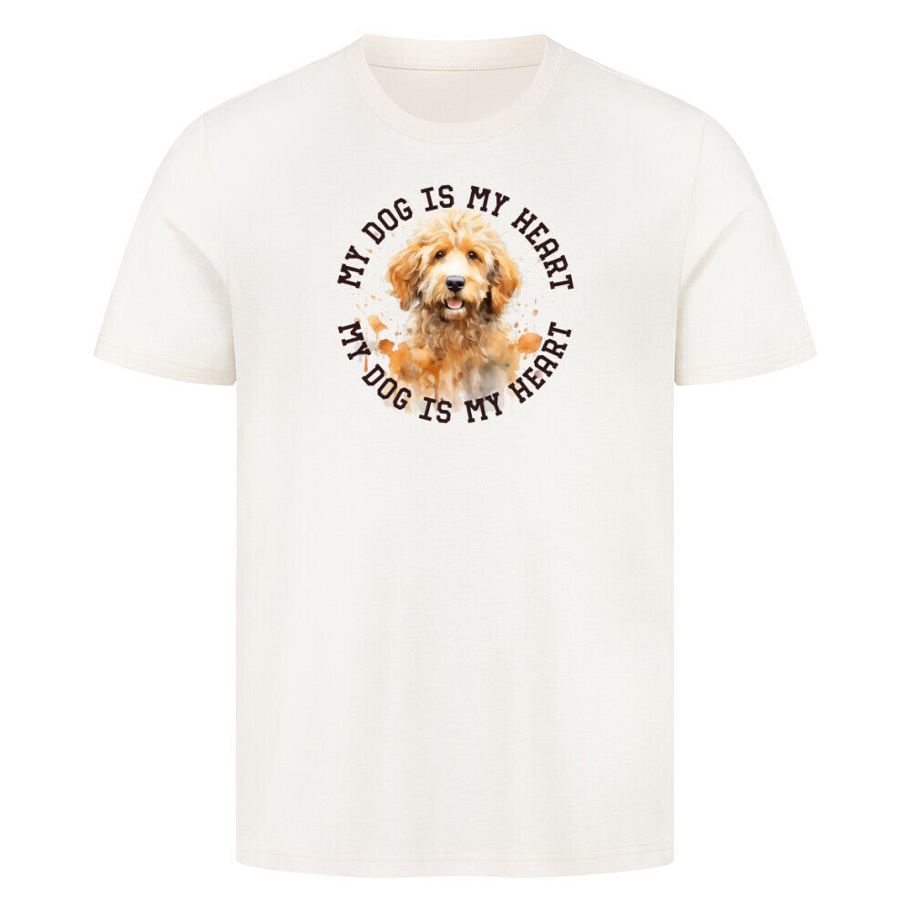 Premium T-Shirt "Golden Doodle HEART" Natural Raw – hunde-shirt.de