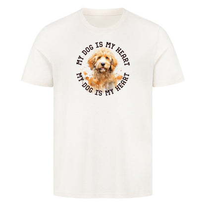 Premium T-Shirt "Golden Doodle HEART" Natural Raw – hunde-shirt.de