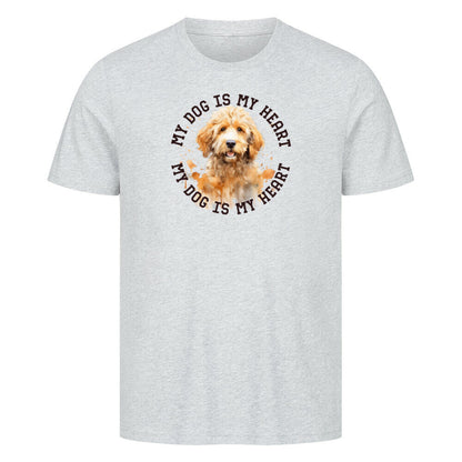Premium T-Shirt "Golden Doodle HEART" Heather Grey – hunde-shirt.de