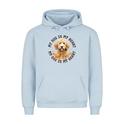 Premium Hoodie "Golden Doodle HEART" Babyblau – hunde-shirt.de