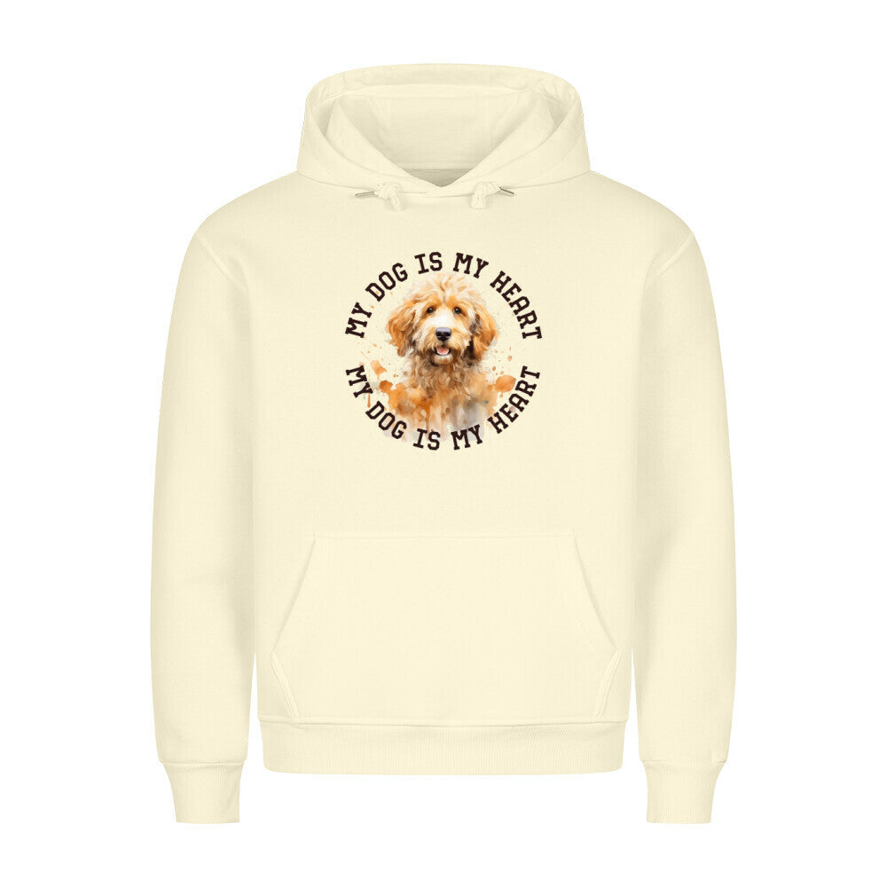 Premium Hoodie "Golden Doodle HEART" Beige – hunde-shirt.de