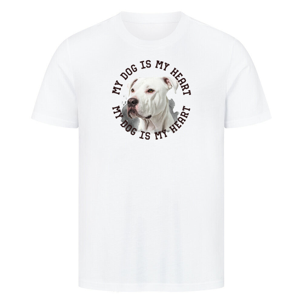 Premium T-Shirt "Dogo Argentino HEART" Weiß – hunde-shirt.de