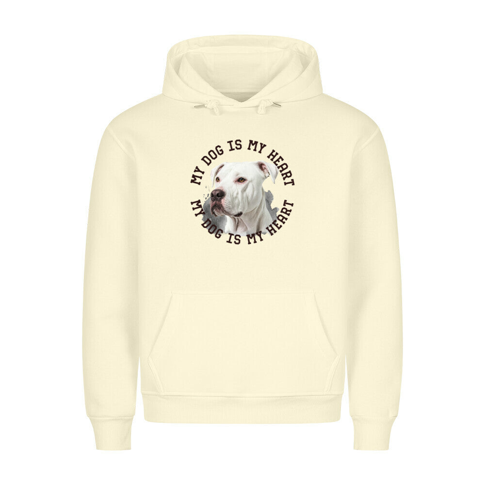 Premium Hoodie "Dogo Argentino HEART" Beige – hunde-shirt.de