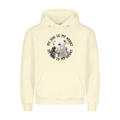 Premium Hoodie "Dogo Argentino HEART" Beige – hunde-shirt.de