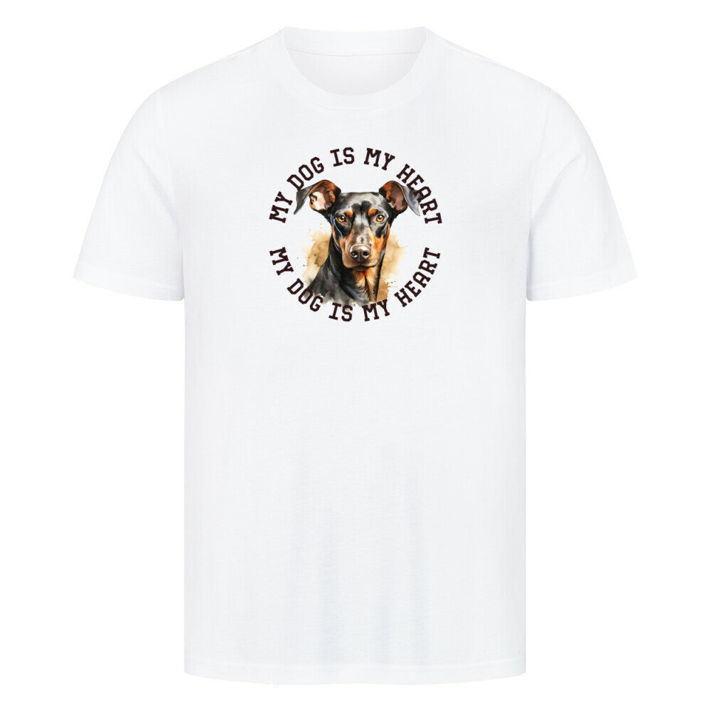 Premium T-Shirt "Dobermann HEART" Weiß – hunde-shirt.de