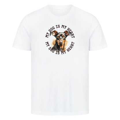 Premium T-Shirt "Dobermann HEART" Weiß – hunde-shirt.de