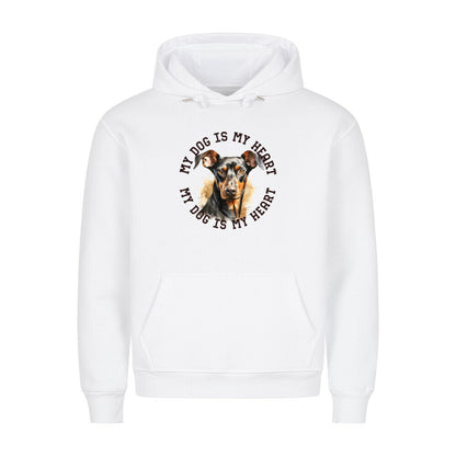 Premium Hoodie " Dobermann HEART" Weiß – hunde-shirt.de