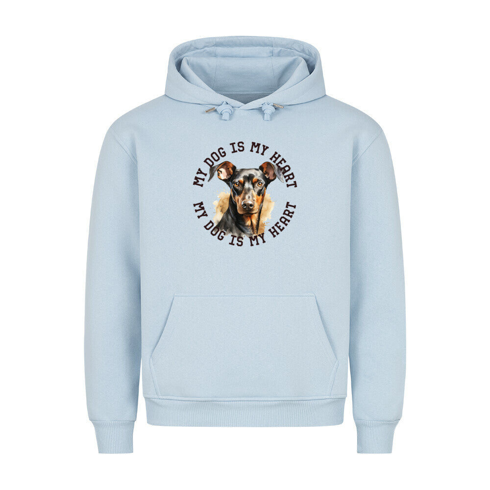 Premium Hoodie " Dobermann HEART" Babyblau – hunde-shirt.de