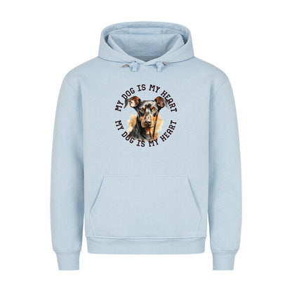 Premium Hoodie " Dobermann HEART" Babyblau – hunde-shirt.de