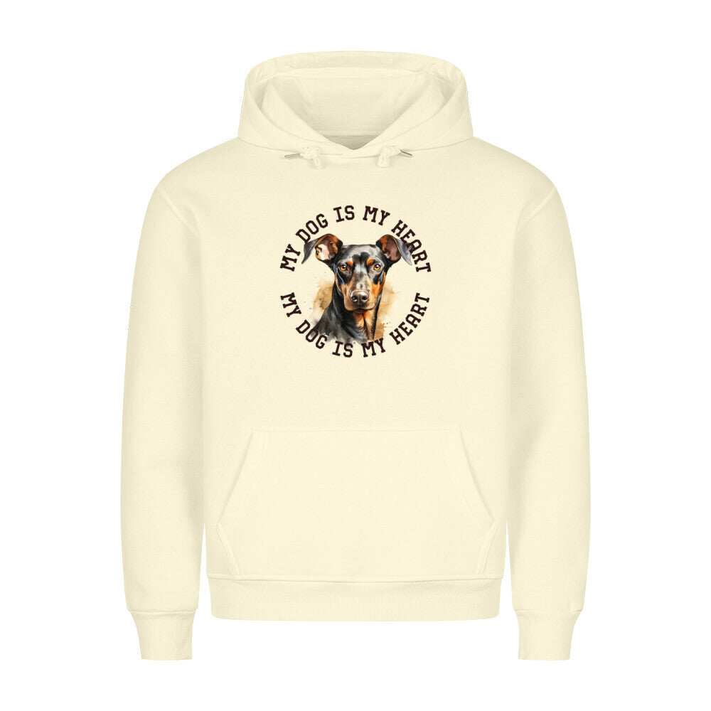 Premium Hoodie " Dobermann HEART" Beige – hunde-shirt.de