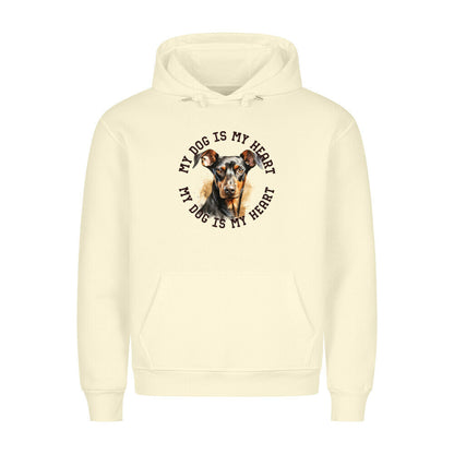 Premium Hoodie " Dobermann HEART" Beige – hunde-shirt.de