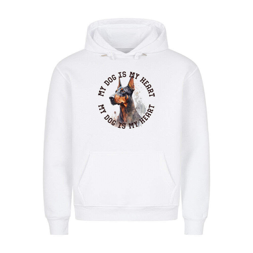 Premium Hoodie "Dobermann HEART 2" Weiß – hunde-shirt.de