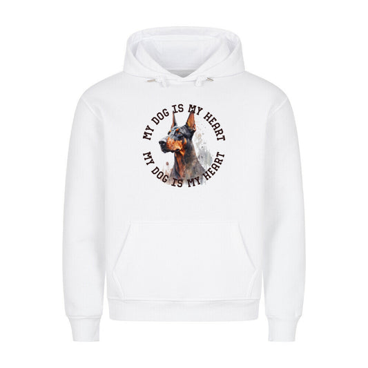 Premium Hoodie "Dobermann HEART 2" Weiß – hunde-shirt.de