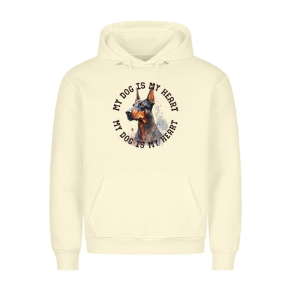 Premium Hoodie "Dobermann HEART 2" Beige – hunde-shirt.de