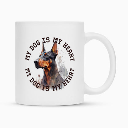 Tasse "Dobermann HEART 2" Weiß – hunde-shirt.de