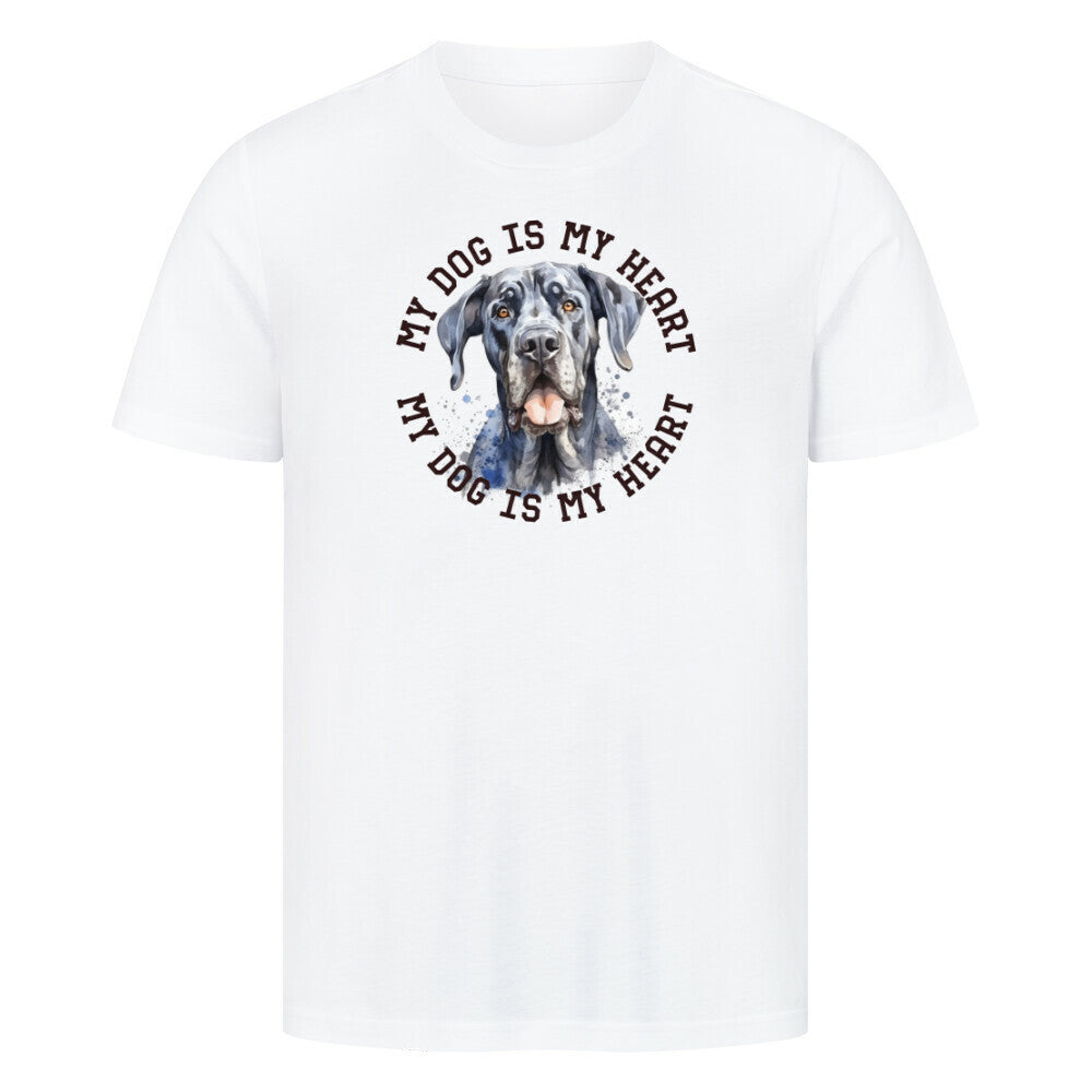 Premium T-Shirt "Deutsche Dogge HEART" Weiß – hunde-shirt.de