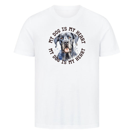 Premium T-Shirt "Deutsche Dogge HEART" Weiß – hunde-shirt.de
