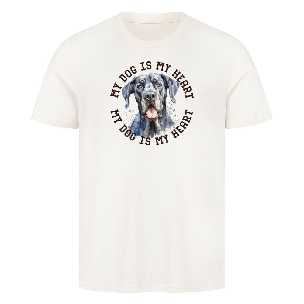 Premium T-Shirt "Deutsche Dogge HEART" Natural Raw – hunde-shirt.de