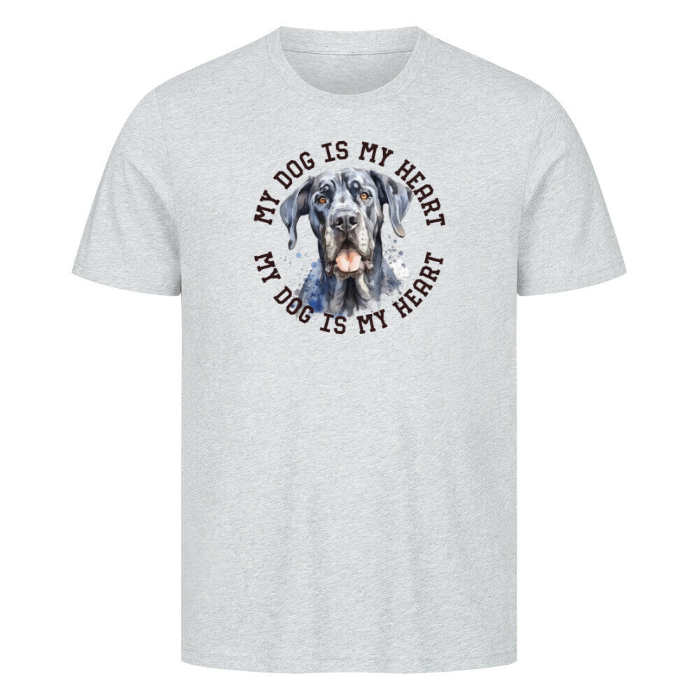 Premium T-Shirt "Deutsche Dogge HEART" Heather Grey – hunde-shirt.de