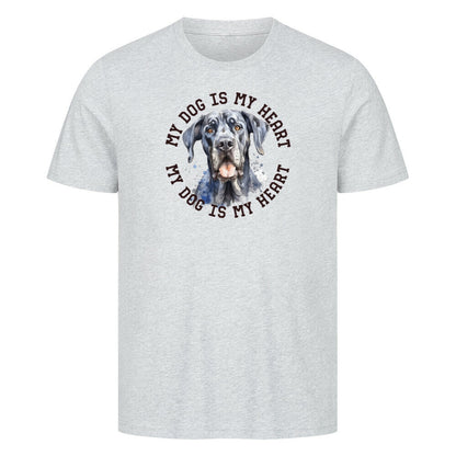 Premium T-Shirt "Deutsche Dogge HEART" Heather Grey – hunde-shirt.de