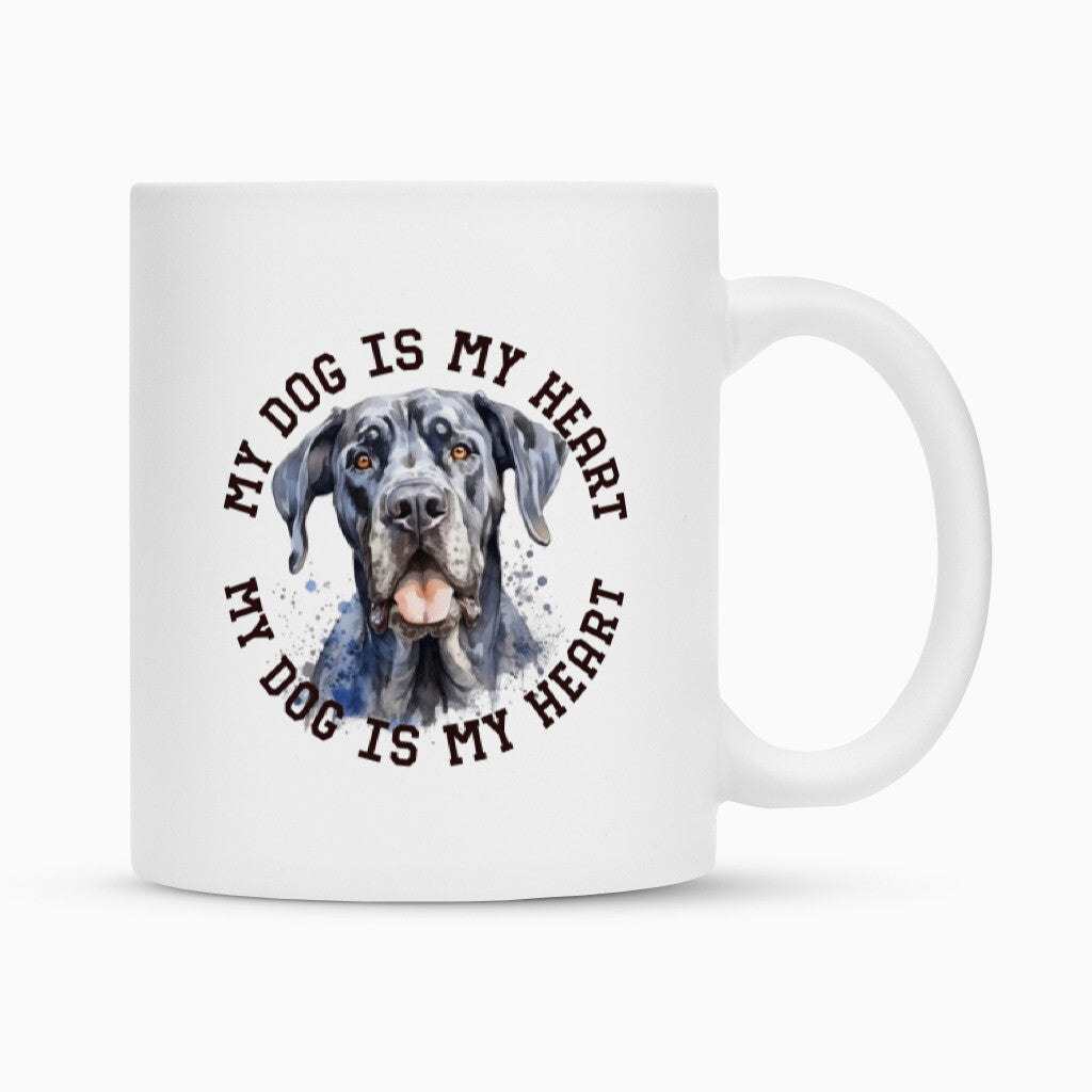 Tasse "Deutsche Dogge HEART" Weiß – hunde-shirt.de