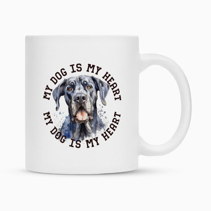 Tasse "Deutsche Dogge HEART" Weiß – hunde-shirt.de