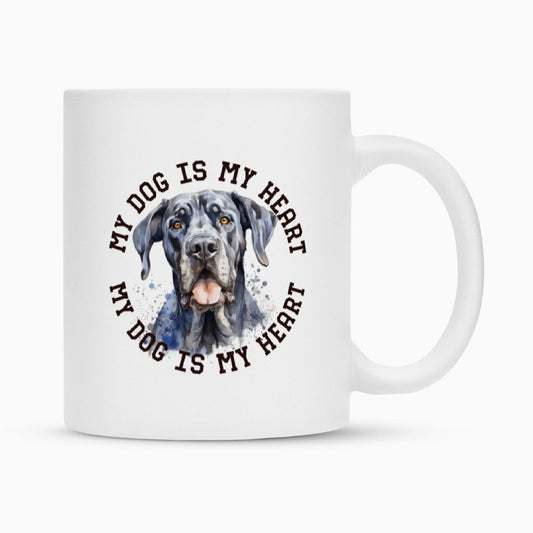 Tasse "Deutsche Dogge HEART" Weiß – hunde-shirt.de