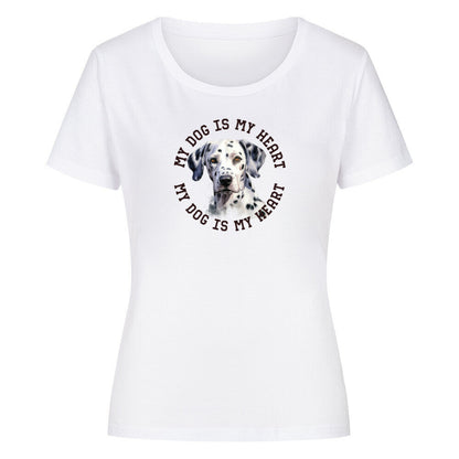 Premium Organic Damen-Shirt "Dalmatiner HEART" Weiß – hunde-shirt.de