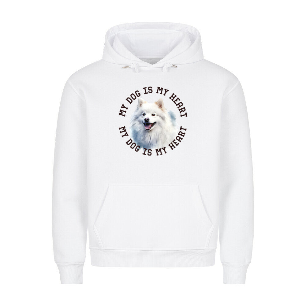 Premium Hoodie "American Eskimo HEART" Weiß – hunde-shirt.de