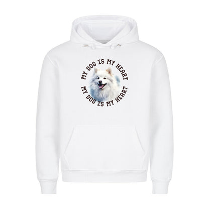 Premium Hoodie "American Eskimo HEART" Weiß – hunde-shirt.de