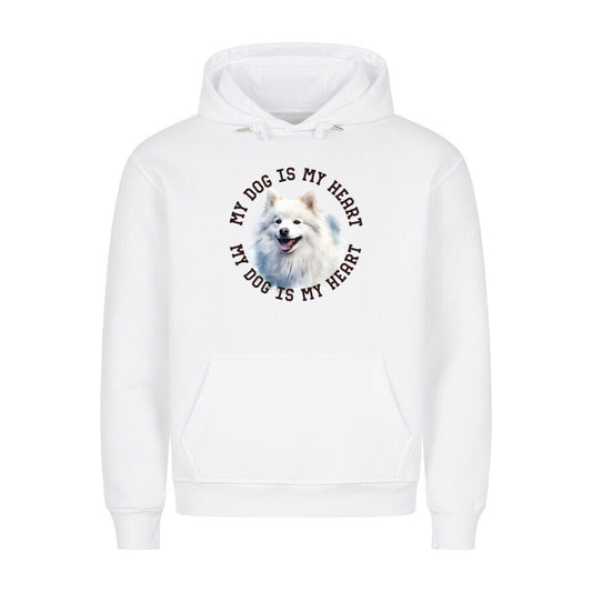Premium Hoodie "American Eskimo HEART" Weiß – hunde-shirt.de