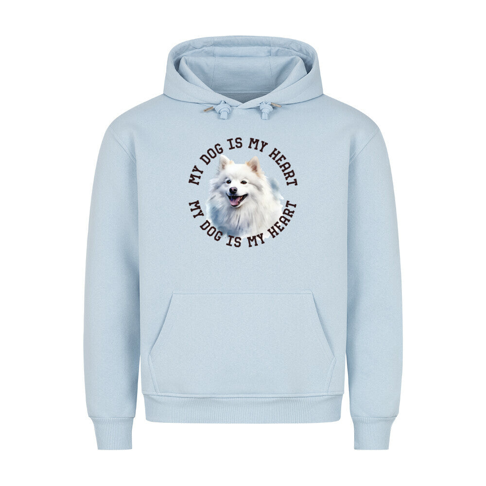 Premium Hoodie "American Eskimo HEART" Babyblau – hunde-shirt.de