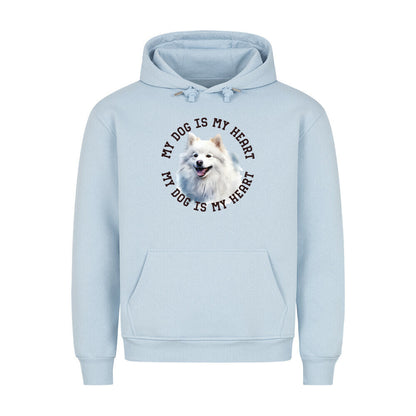 Premium Hoodie "American Eskimo HEART" Babyblau – hunde-shirt.de