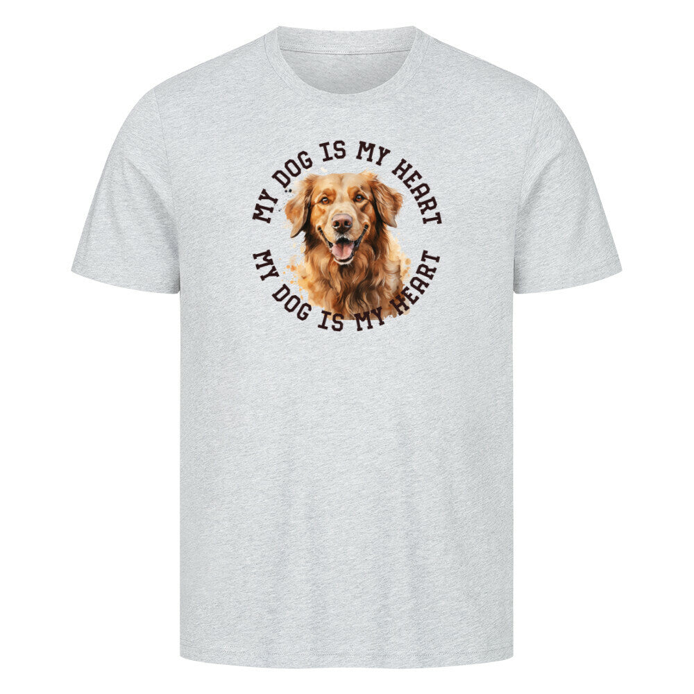 Premium T-Shirt "Golden Retriever HEART" Heather Grey – hunde-shirt.de